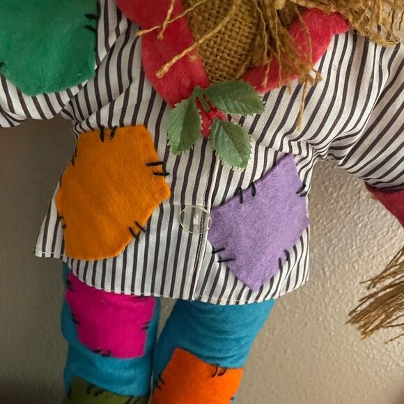 Vintage Handmade Fall Harvest Patchwork Scarecrow 20 inches tall - Picture 6 of 16